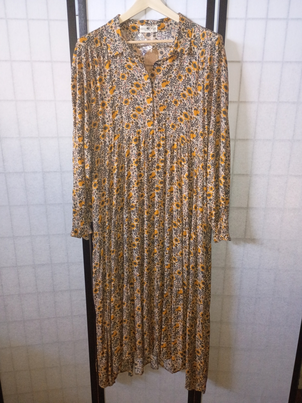 NATURAL LIFE Mustard Yellow Floral Long Sleeve Dress